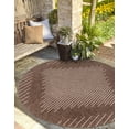 thumbnail image 2 of Unique Loom Outdoor Modern Collection Area Rug - Tambor (4' Round Brown/Ivory), 2 of 11