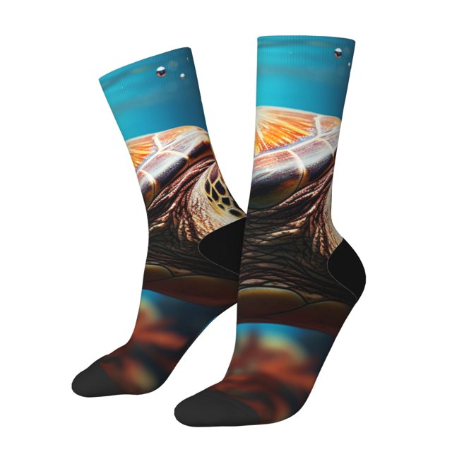 Fotbe Realistic Turtle Calcetas Largas con Estampado para Hombre y Mujer – Calcetas de Compresión Transpirables y Elásticas, Viajar y Uso Diario Talla 5-11