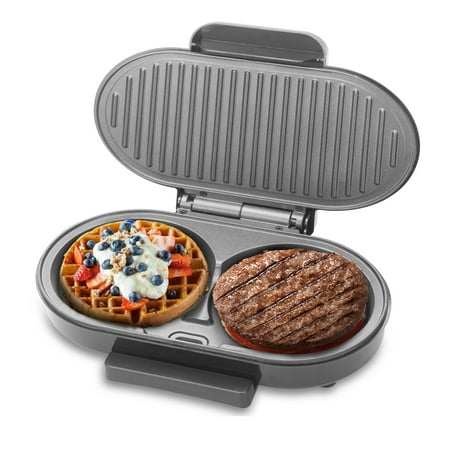 

Double Mini Grill Maker – Breakfast Sandwich Burger Patty Press Panini Press Grill Compact Electric Grill for Quick Breakfast Lunch & Snacks