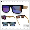 thumbnail image 2 of Thick Real Bamboo Wood Arm Square Narrow Rectangle Horn Rim Sunglasses Matte Black - Teal Mirror, 2 of 8