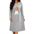 thumbnail image 2 of Stamzod Women's Long Sleeve House Dress Halloween Print Crewneck Sleep Shirt Plus Size Nightgowns for Women L, 2 of 6