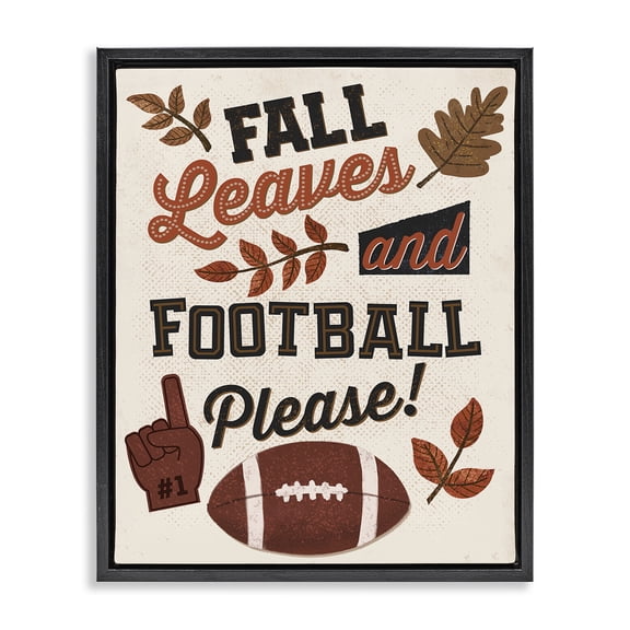 Stupell Industries Rustic Lodge Fall Leaves & Football Black Floating Frame Canvas Art, 17 x 21, by Diane Labombarbe
