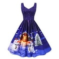 thumbnail image 1 of Fridja Robe de Fête Sans Manches Imprimée de Noël Décontractée pour Femmes, 1 of 9