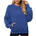 thumbnail image 3 of Diufon Casual Fall Sweatshirts for Women Round Neck Long Sleeve Tops Solid Color Loose Pullover Tops, 3 of 6