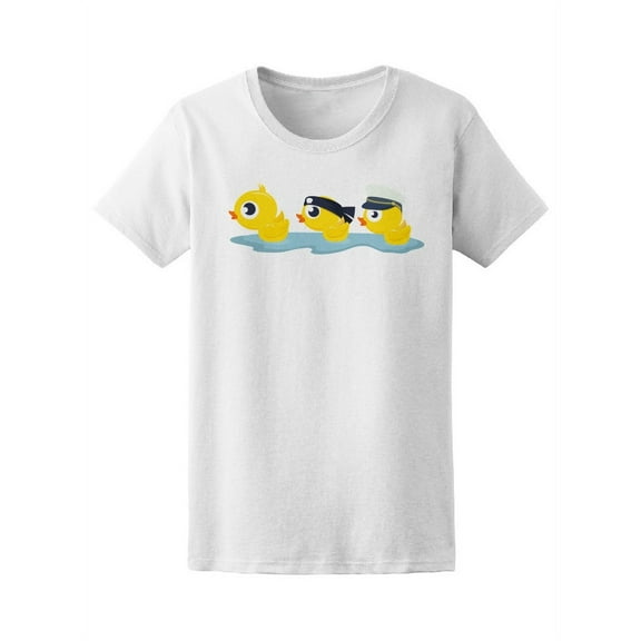 Cute Baby Ducks Swimming T-Shirt Women -Image by Shutterstock, Female Large
