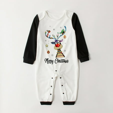 

VONCOS Warm Parent-child Clothing Baby Models Toddler Baby Boys Girls Christmas Fashion Printing Romper Family Parent-child Wear Baby