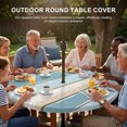 thumbnail image 3 of Round Outdoor Tablecloth with Umbrella Hole and Zipper, Blue Wood Grain Tablecloth with Elastic Waterproof, Farmhouse Vintage Shabby Geometric Patio Table Covers for 45" - 54" Picnic Pool Tables, 3 of 9