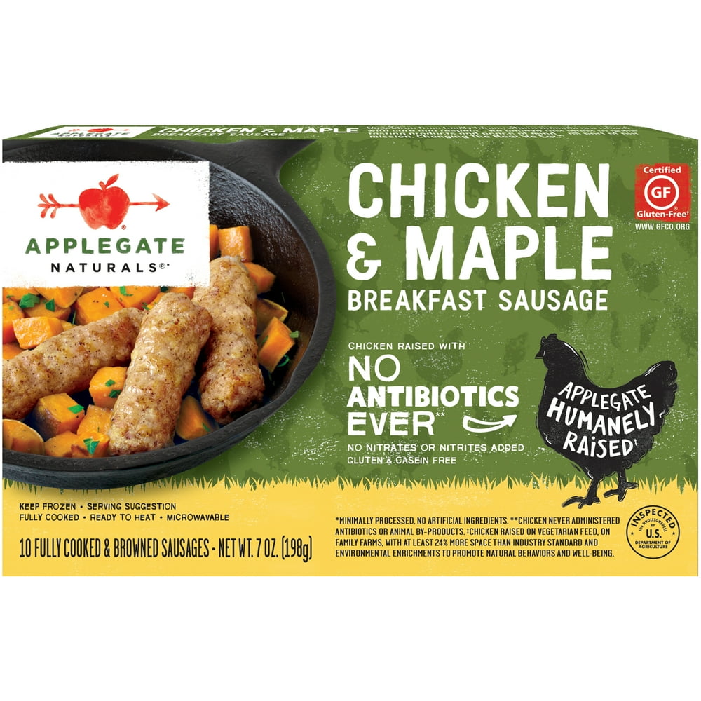 Applegate, Natural Chicken & Maple Breakfast Sausage, 7oz (Frozen