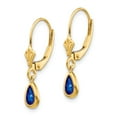 thumbnail image 2 of 14K Yellow Gold Earring Birthstone (09) September Women'S Sapphire Pear Blue 23 mm 4, 2 of 3