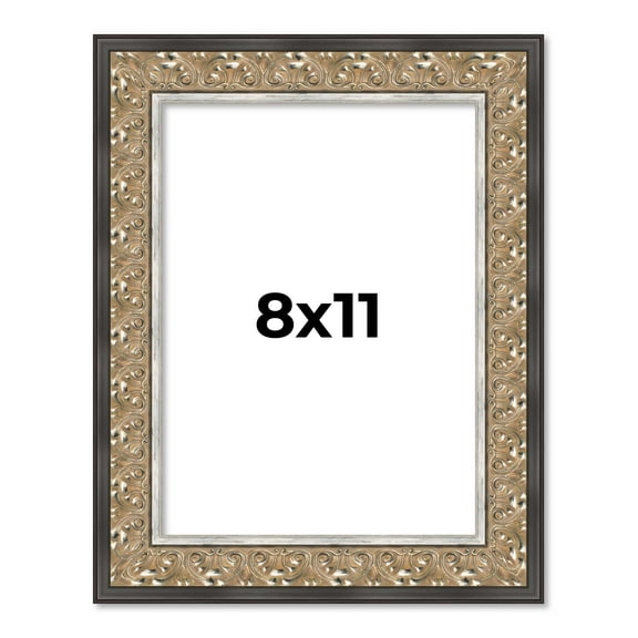 8x11 Frame Silver Real Wood Picture Frame Width 1.75 Inches | Interior Frame Depth 0.5 Inches |