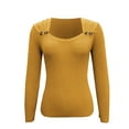 thumbnail image 5 of Olyvenn Stylish Sweaters for Women Trendy Spring Tops Tunic Crewneck Pullover Slimming Fall Outfits Button Up Slimming Winter Clothes Yellow 6, 5 of 6