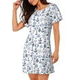 thumbnail image 2 of Kdxio Dock Rudder Pattern Womens Short Sleeve Sleepshirt Scoopneck Cute Nightdress Ruffle Comfy Nightgown, 2 of 6