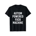 thumbnail image 1 of Camiseta negra con frase "Autism Powered F Machine", 100 % algodón, humorística y divertida para adultos., 1 of 6