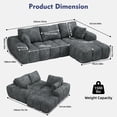 thumbnail image 4 of IDEALSOUL Sectional Sofa, 101" L-Shaped Modular Cloud Couch,Unique Chenille Fabric Couches and Sofas,Compression Sofa No Assembly Required(Deep Gray), 4 of 13