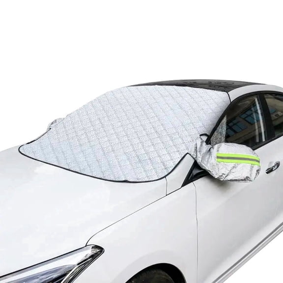 STORGENER Windshield Sun Shade, Car Windshield Snow Cover, Magnetic Windshield Snow Cover, 4-Layer Protection, Car Windshield Cover with Side Mirror Protector, Silver