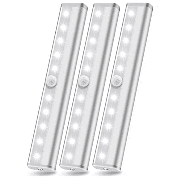 Barra de luz LED inalámbrica de 10 W con detección de movimiento, color blanco puro, paquete de 3