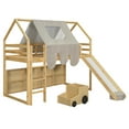 thumbnail image 4 of Newest Twin Loft Bed with House-Shaped Frame and Tent, Wooden with Slide and Ladder for Small Bedroom, Natural, 4 of 13
