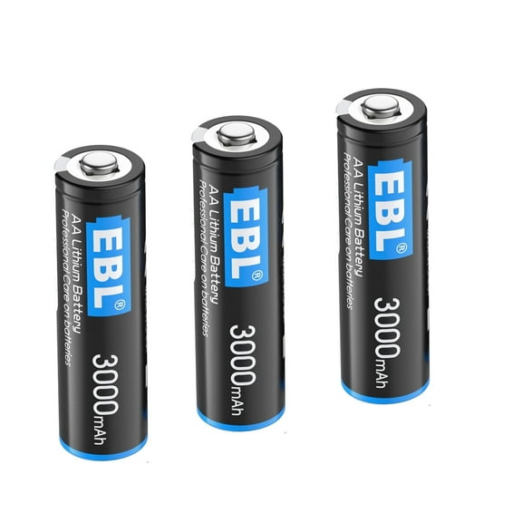 EBL 3 Pack 3000mAh 1.5V Lithium AA Batteries - High Performance Constant Volt AA Lithium Battery for High-Tech Devices (Non-Rechargeable)