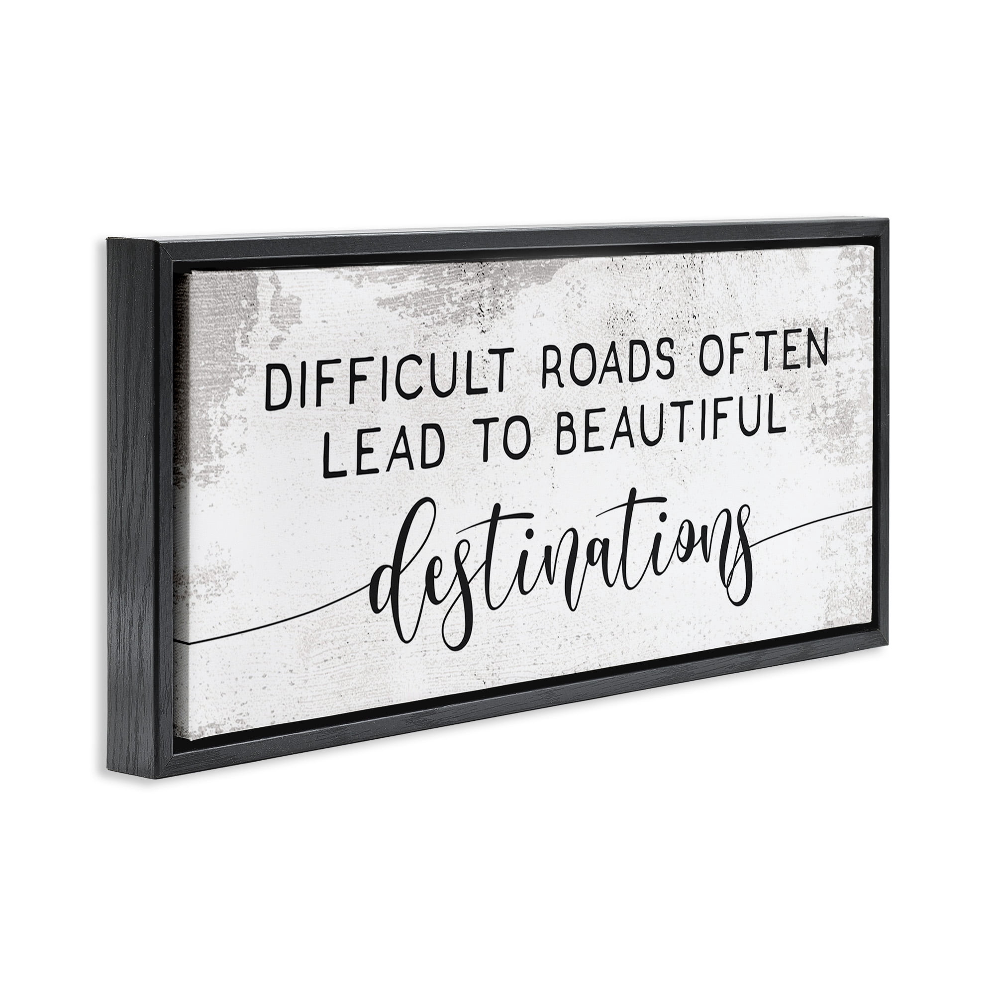 Stupell Industries Motivational Beautiful Destinations Inspirational Painting Black Floater Framed Canvas Art Print Wall Art, 25 x 11