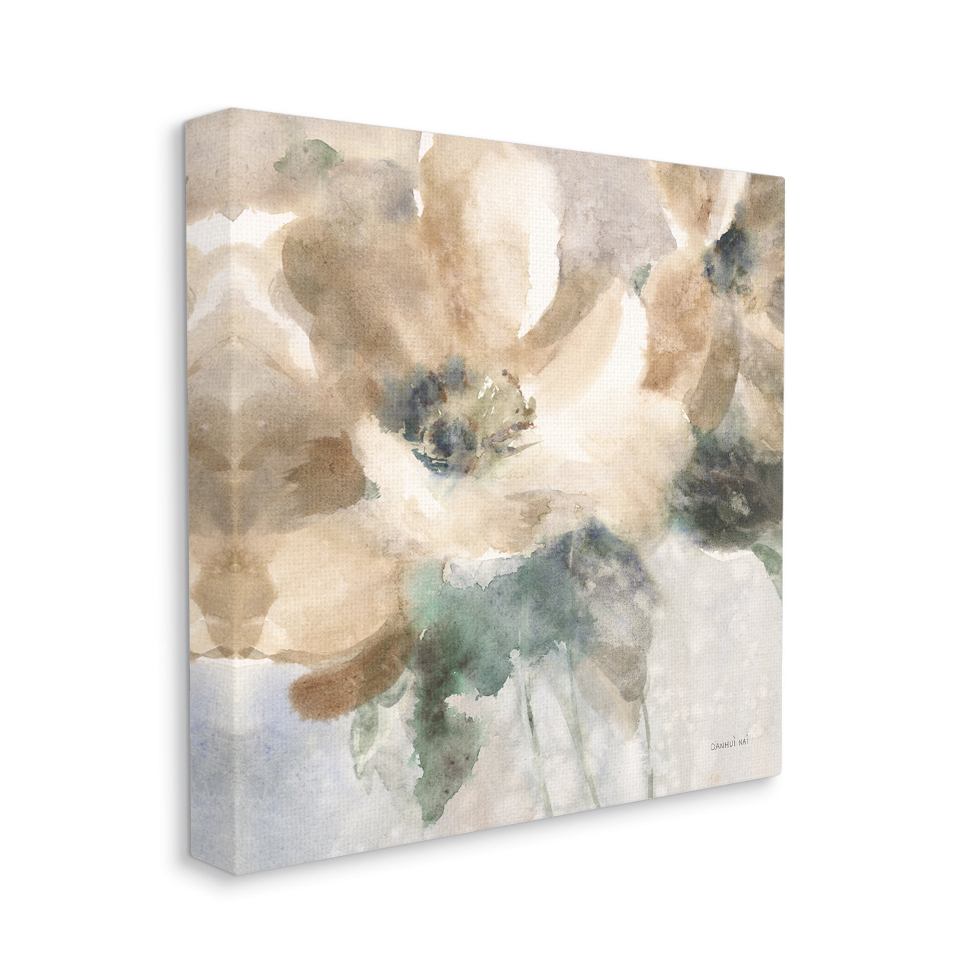Stupell Industries Abstract Beige Flower Botanical & Floral Painting Gallery Wrapped Canvas Print Wall Art, 36 x 36