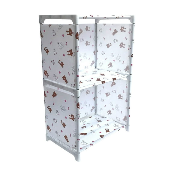 2 Tiers Cube Bookcase Book Shelf Multifunctional Storage Rack for Books Shoes Toys Green Plants