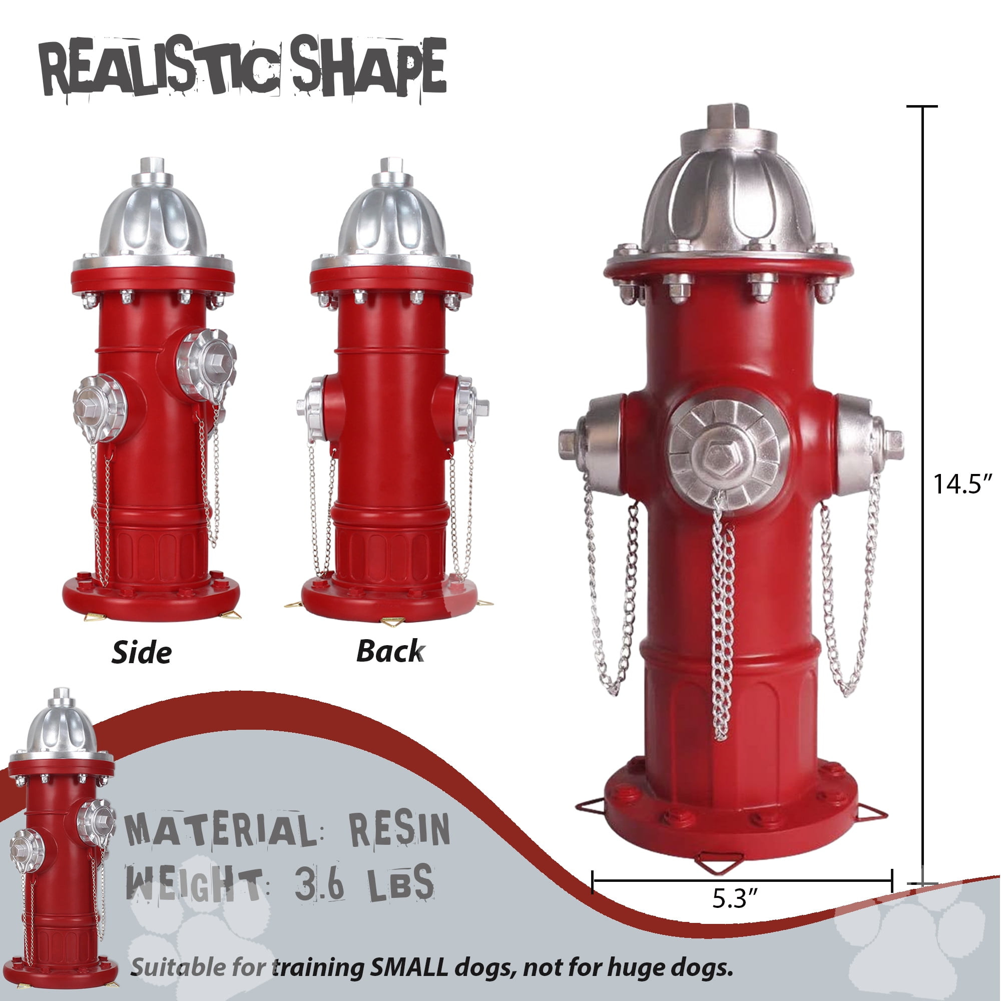 Dog Fire Hydrant Pee Post, Prefdo Puppy Pee Post Training Statue, Indoor Outdoor Fire Hydrant Decor Figurines for Yard Art Garden Lawn, Gift for Fireman (14.5 inch )