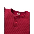 thumbnail image 6 of Qiylii 2Pcs Baby Outfits, Solid Color Ribbed Ruffle Long Sleeves Romper + Pants, 6 of 9