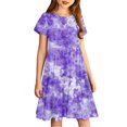 thumbnail image 4 of Kids Clothes for Girls under $5 Short Sleeve Gradient Print Toddler Kids Girls Cute Stretchy A Line Dress 4-14 Years, 4 of 6