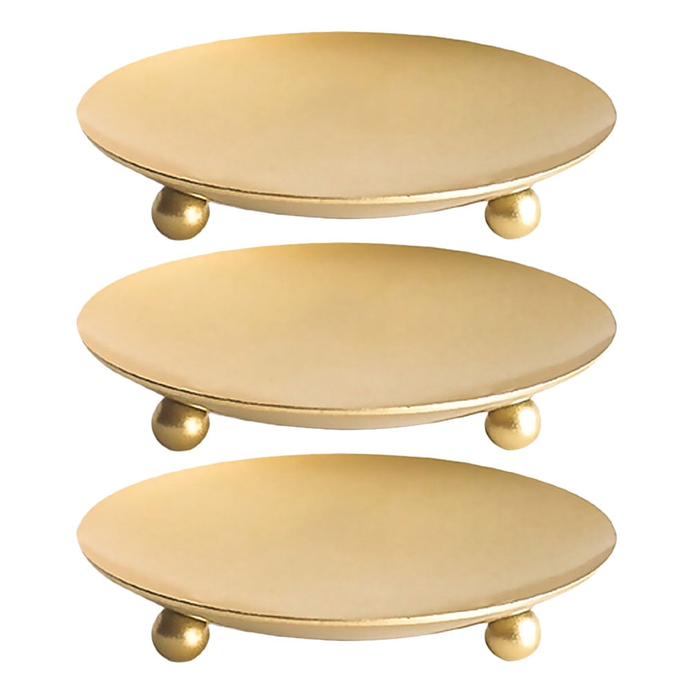 3pcs Iron Candle Plate Simple Candlestick Storage Tray Party Supplies
