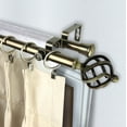 thumbnail image 2 of 13/16" Dia Adjustable 66-120 inch Double Curtain Rod with Jinx Finials - Antique Brass,(4742-664), 2 of 3