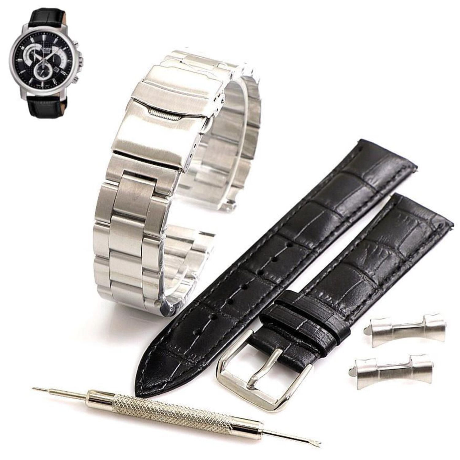 Steel & Leather Replacement Watch Band U680-A17X402 Citizen