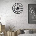 thumbnail image 5 of Reloj de pared de metal con números romanos, relojes de pared vintage, reloj de pared silencioso y original para sala de estar, oficina, decoración del hogar, negro. Afortunado Sencillez, 5 of 5