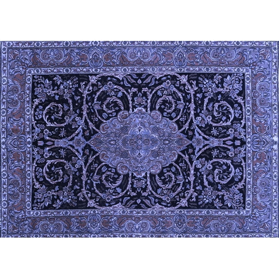 Ahgly Company Indoor Rectangle Medallion Blue Traditional Area Rugs, 7' x 10'
