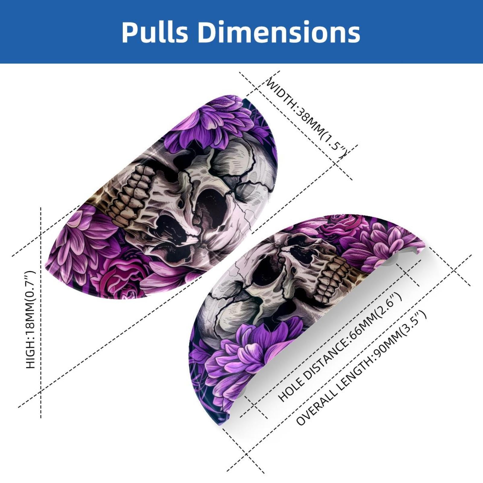 PhooArto 6 Pcs Cup Drawer Pulls, Purple Flower and Skull Shell Shape Handles Cabinet Knobs for Dresser Cupboard Closet Wardrobe with Screws