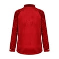 thumbnail image 4 of Fnooota Womens Button Down Shirts, Party Lapel Collar Fashion Sequin Long Sleeve Shirts Red Size S-2XL, 4 of 6