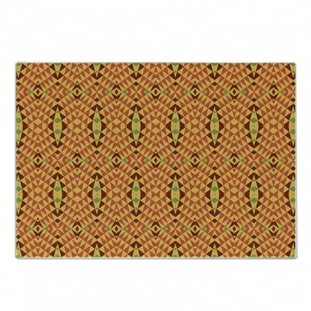 

African Cutting Board Oriental Geometric Symmetrical Composition Motifs of Antique Inspirations Decorative Tempered Glass Cutting and Serving Board Small Size Multicolor by Ambesonne