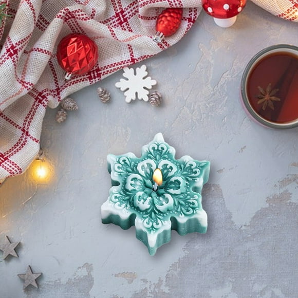 Xihbxyly Vela Navideña de Copo de Nieve, Cera de Aromaterapia, Aroma a Ylang-Ylang, Rosa y Jazmín, Combustión Duradera, Decoración Del Hogar, Regalo Navideño, Compañero de Relajación, Tamaño 7,6 X 7,
