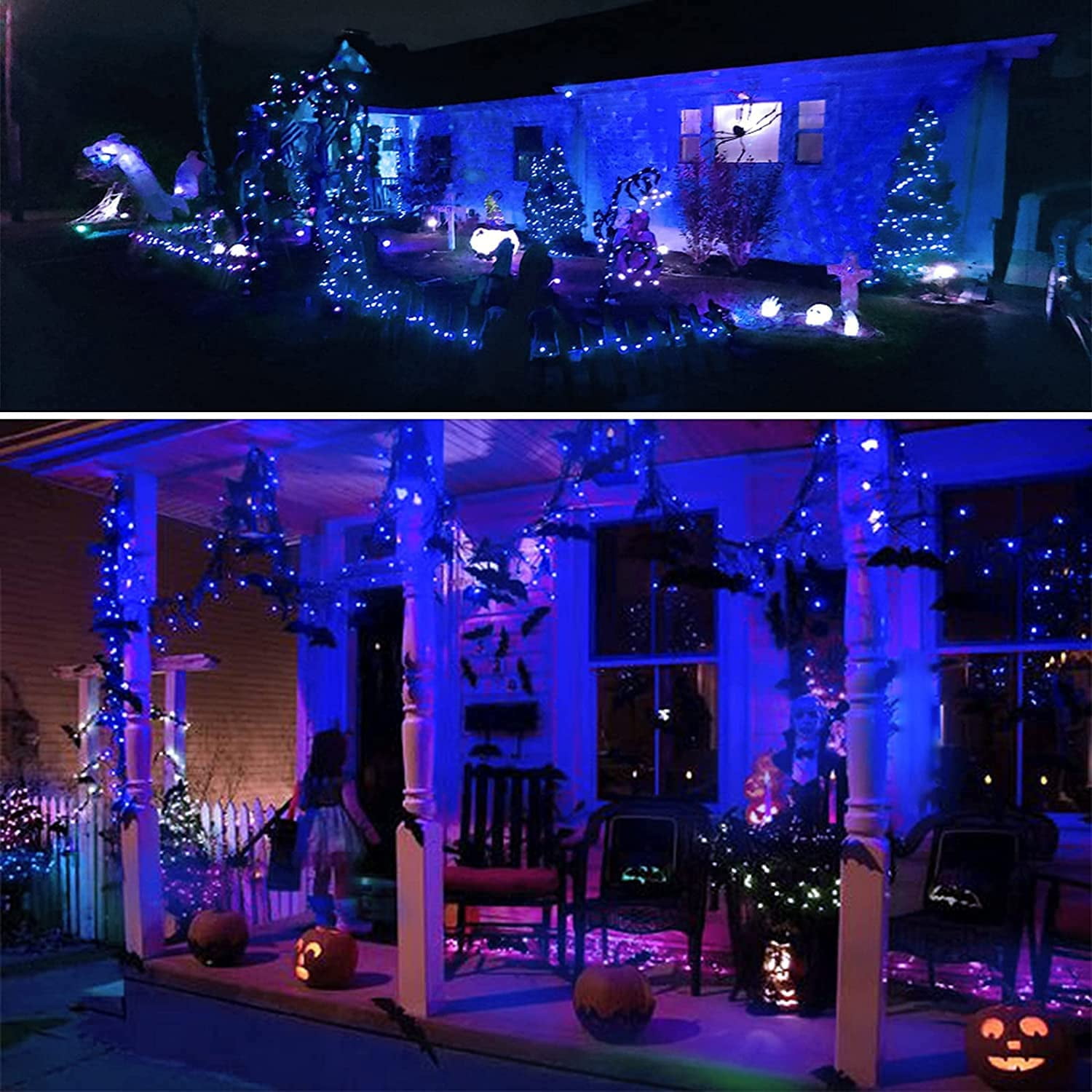 4 Pack Solar Fairy String Lights Outdoor 184FT 520LED, Juhefa IP65 Waterproof Christmas Twinkle Lights for DIY Christmas Decorations, Garden, Wedding, Holiday (Blue)
