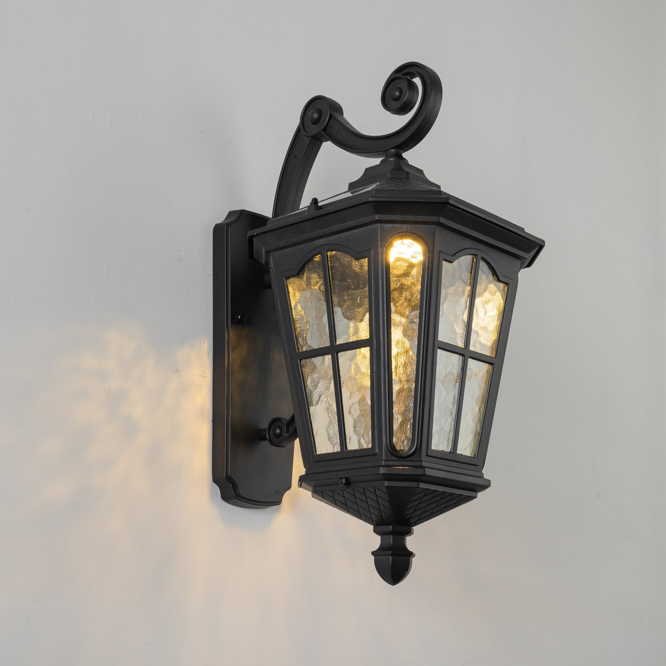 GDF Studio Solar Outdoor Wall Light, Waterproof Aluminum Garden Wall Lamp, Automatic Lighting, Black
