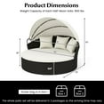 thumbnail image 3 of Gymax Patio Round Daybed Wicker Daybed w/ Retractable Canopy Separated Seating Sectional Sofa Black & White, 3 of 9