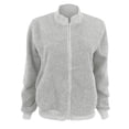 thumbnail image 5 of Women's Fashion Warm Shearling Zip Up Solid Jacket Gray L, 5 of 7
