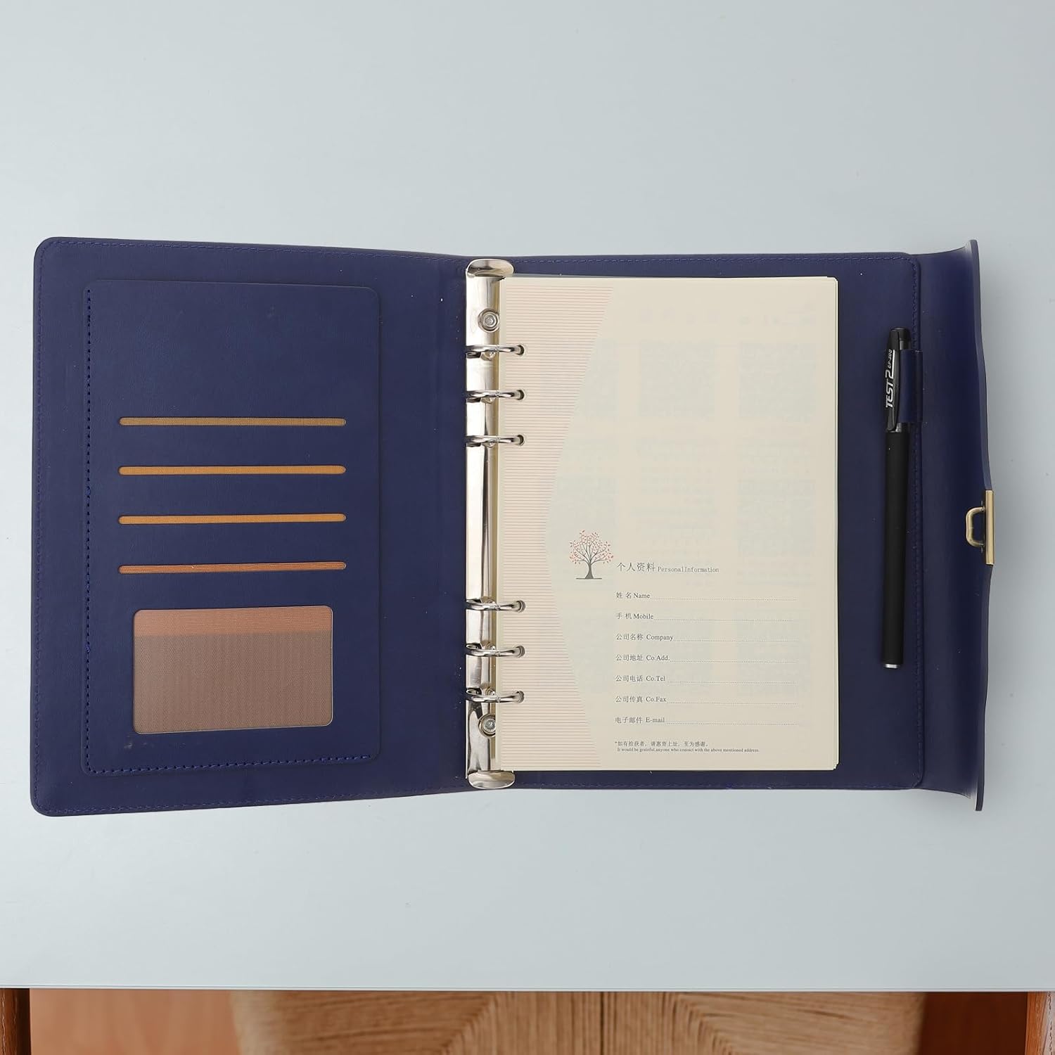 Travelers Notebook, A5 Binder Leather Refillable Notebook for Filler Paper Writing Pad, Journal Planner Binder Blue