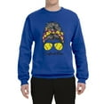 thumbnail image 3 of Messy Bun Softball Mom Life Game Day Vibes Sports Lover | Mother's Day Sports Unisex Crewneck Sweatshirt, Royal, L, 3 of 5