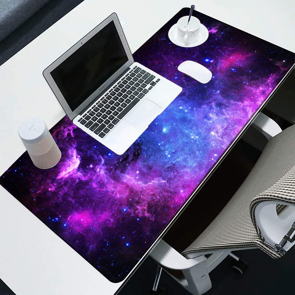 Gaming Mouse Pad, Large Mouse Pads for Desk, Non-Slip Rubber Base Mousepad, Keyboard Mouse Mat Desk Pad with Stitched Edges, 31.5x11.8 inch Galaxy