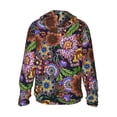 thumbnail image 3 of Daiia Vintage Floral UPF 50+ Sun Protection Hoodie Jacket Lightweight Long Sleeve Sun Shirt for Women Men with Pocket Hiking Outdoor-Small, 3 of 9