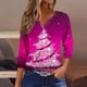thumbnail image 1 of Fiudx Ofertas Flash Del Día Solo En Línea Camiseta Holgada de Manga 3/4 con Cuello En V y Estampado Navideño Informal a La Moda para Mujer, 1 of 5