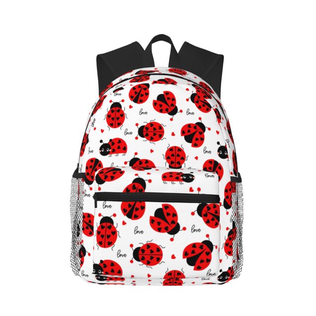 Disketp Ladybug And Heart Mochila Ligera Clásica con Múltiples Bolsillos, Mochila Casual para Hombre y Mujer, Ideal para Escuela, Trabajo y Viajes