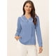 thumbnail image 2 of Blusa De Gasa Casual Con Cuello Peter Pan De Manga Larga Con Botones Decorativos Para Mujer Azul Polvoriento S, 2 of 6