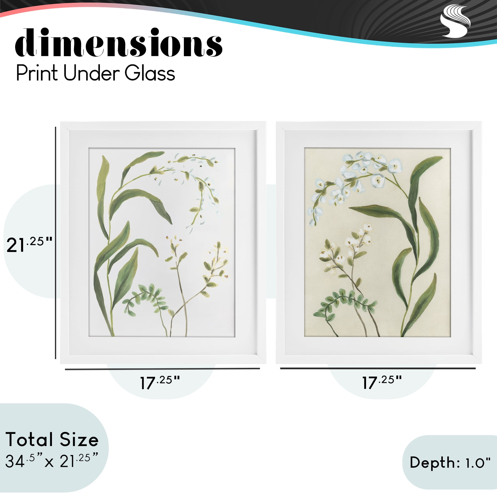 Stupell Industries Vintage Snowdrop Stems 2 Piece White Framed Print Under Glass Set, design by June Erica Vess