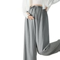 thumbnail image 4 of Yuzhih Wide Leg Pants Woman Elastic Waist Wide Leg Trousers Summer Vacation Casual Baggy Drawstring Pants, 4 of 6